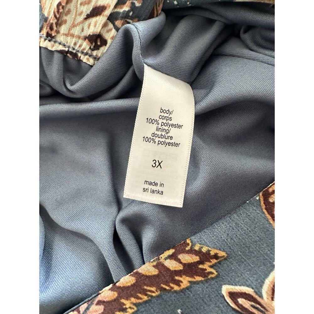 Maurices NWT 3X Blue Floral Faux Wrap Maxi Skirt Elastic Waist Plus Size 3X - Picture 7 of 8